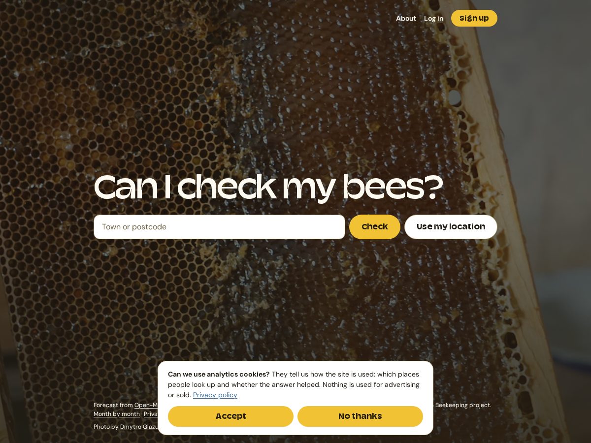Landing-page snapshot of canicheckmybees.com
