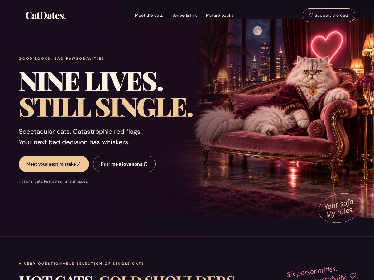Landing-page snapshot of catdates.com