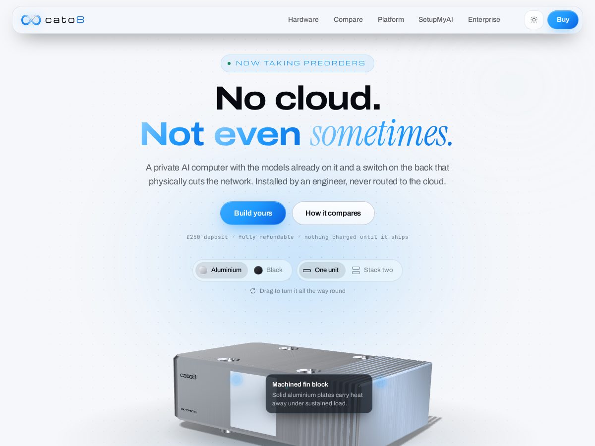 Landing-page snapshot of cato8.com
