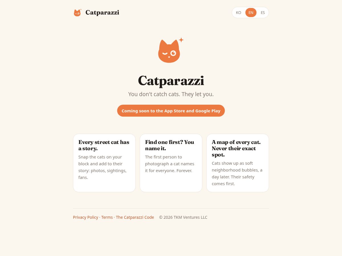 Landing-page snapshot of catparazzi.com