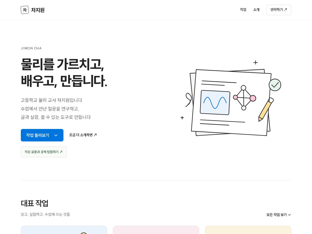Landing-page snapshot of chajiwon.com