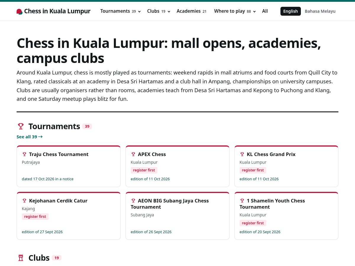 Landing-page snapshot of chessinkualalumpur.com