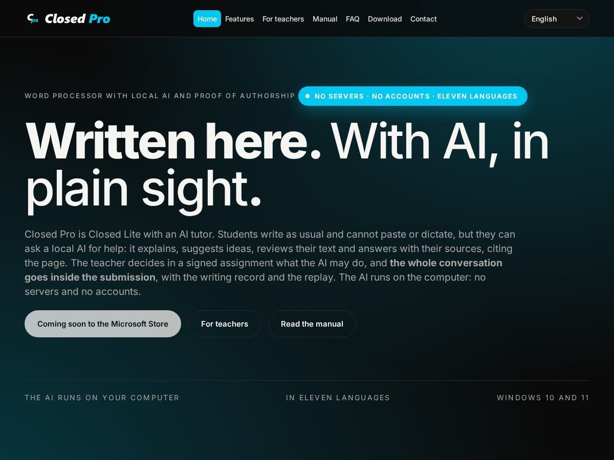 Landing-page snapshot of closedpro.com