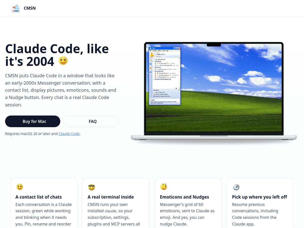 Landing-page snapshot of cmsn.app