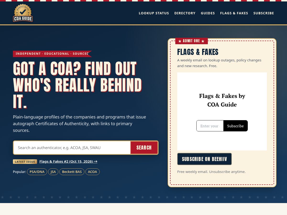 Landing-page snapshot of coaguide.com