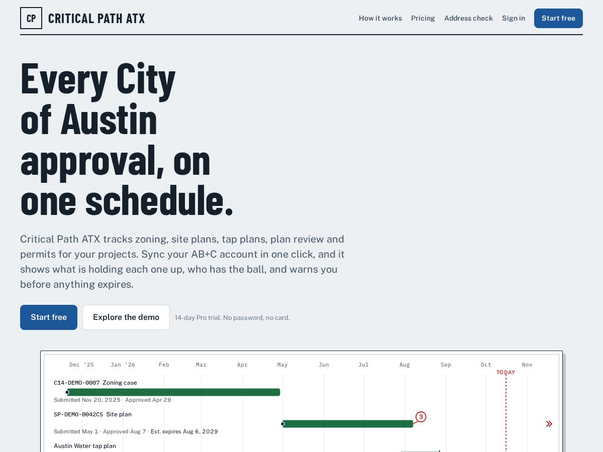 Landing-page snapshot of criticalpathatx.com