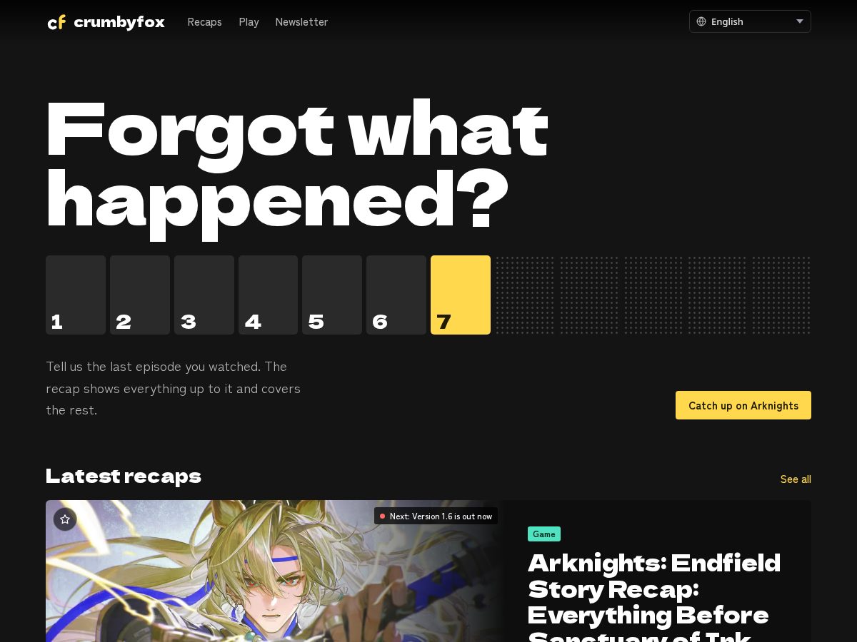 Landing-page snapshot of crumbyfox.com