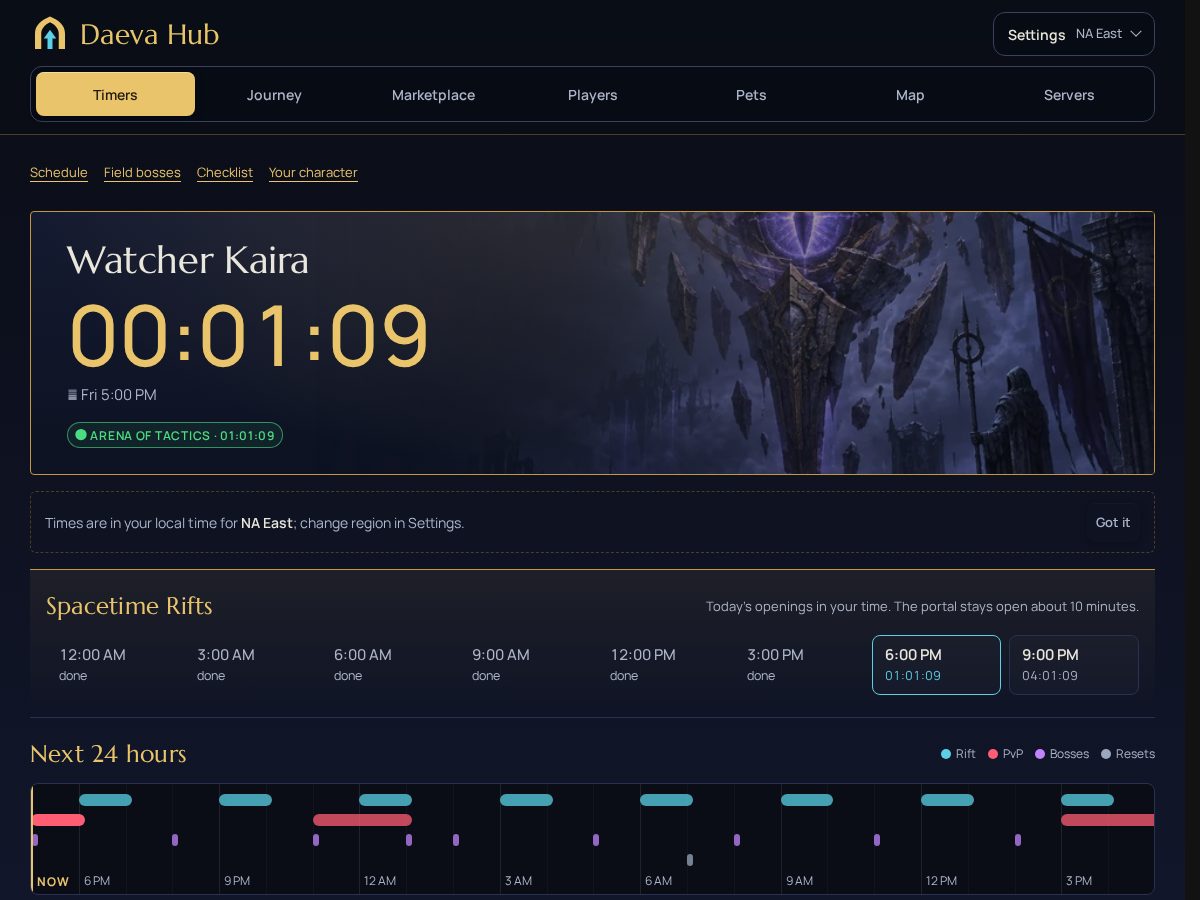 Landing-page snapshot of daevahub.com