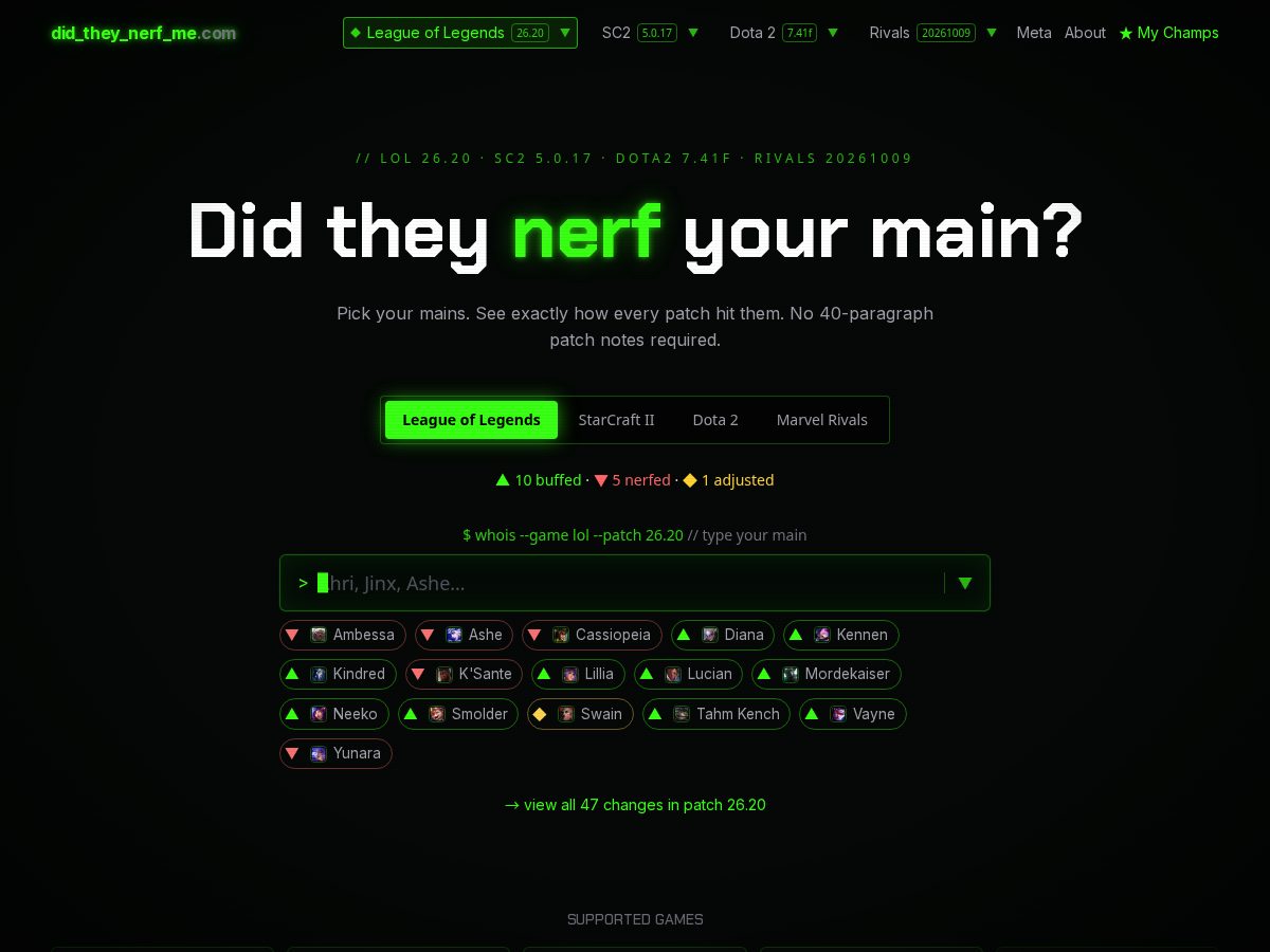 Landing-page snapshot of didtheynerfme.com