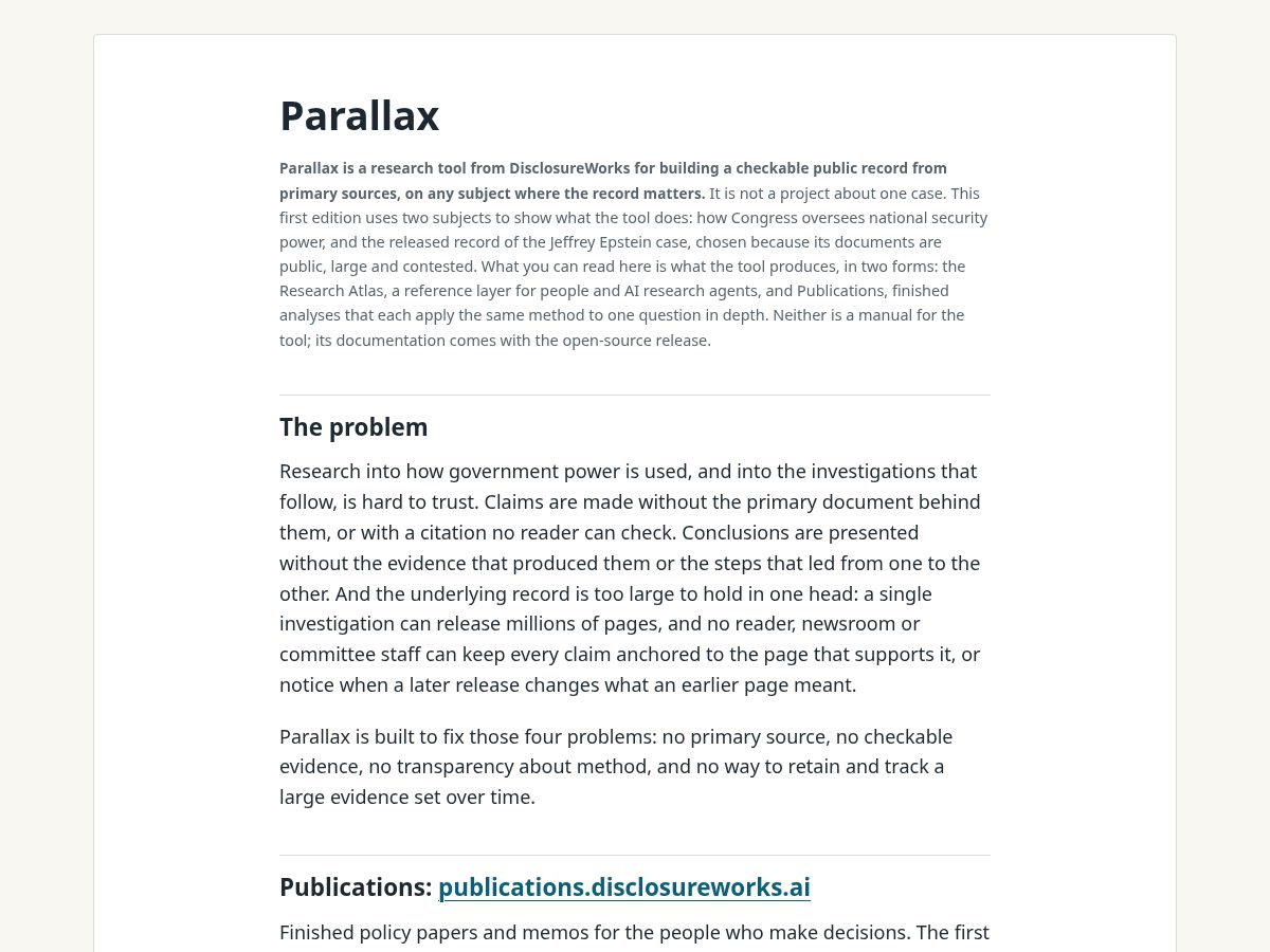 Landing-page snapshot of disclosureworks.org