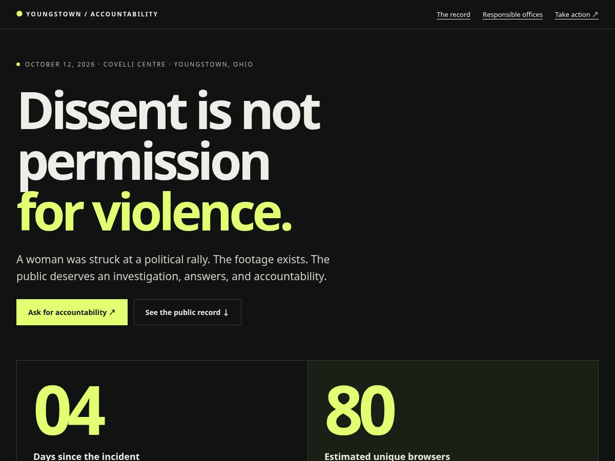 Landing-page snapshot of dissentdeservessafety.com
