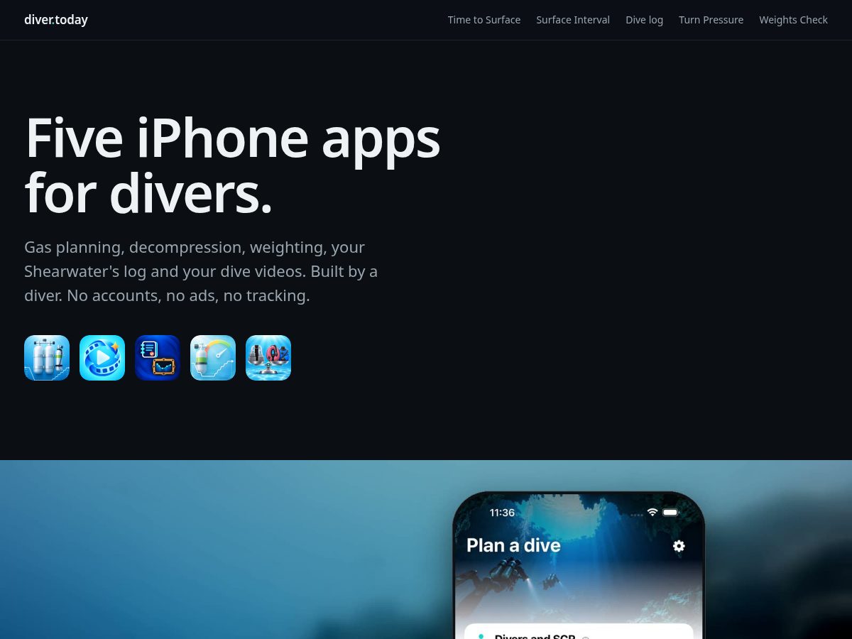Landing-page snapshot of diver.today