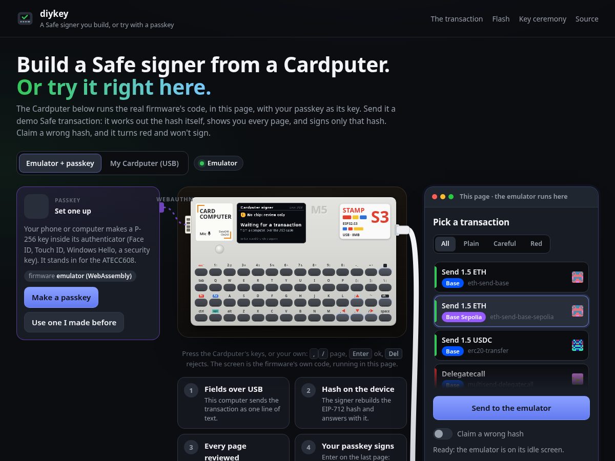 Landing-page snapshot of diykey.app