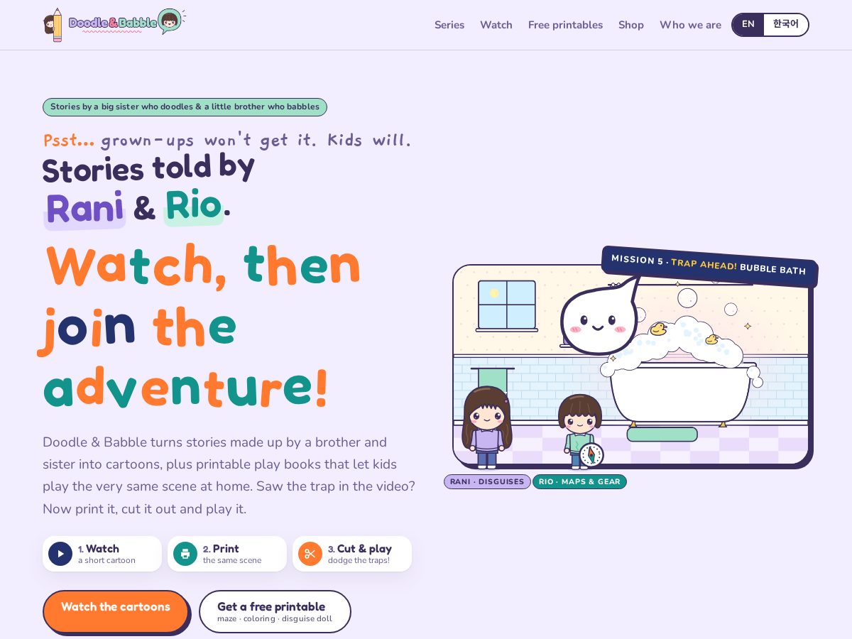 Landing-page snapshot of doodleandbabble.com