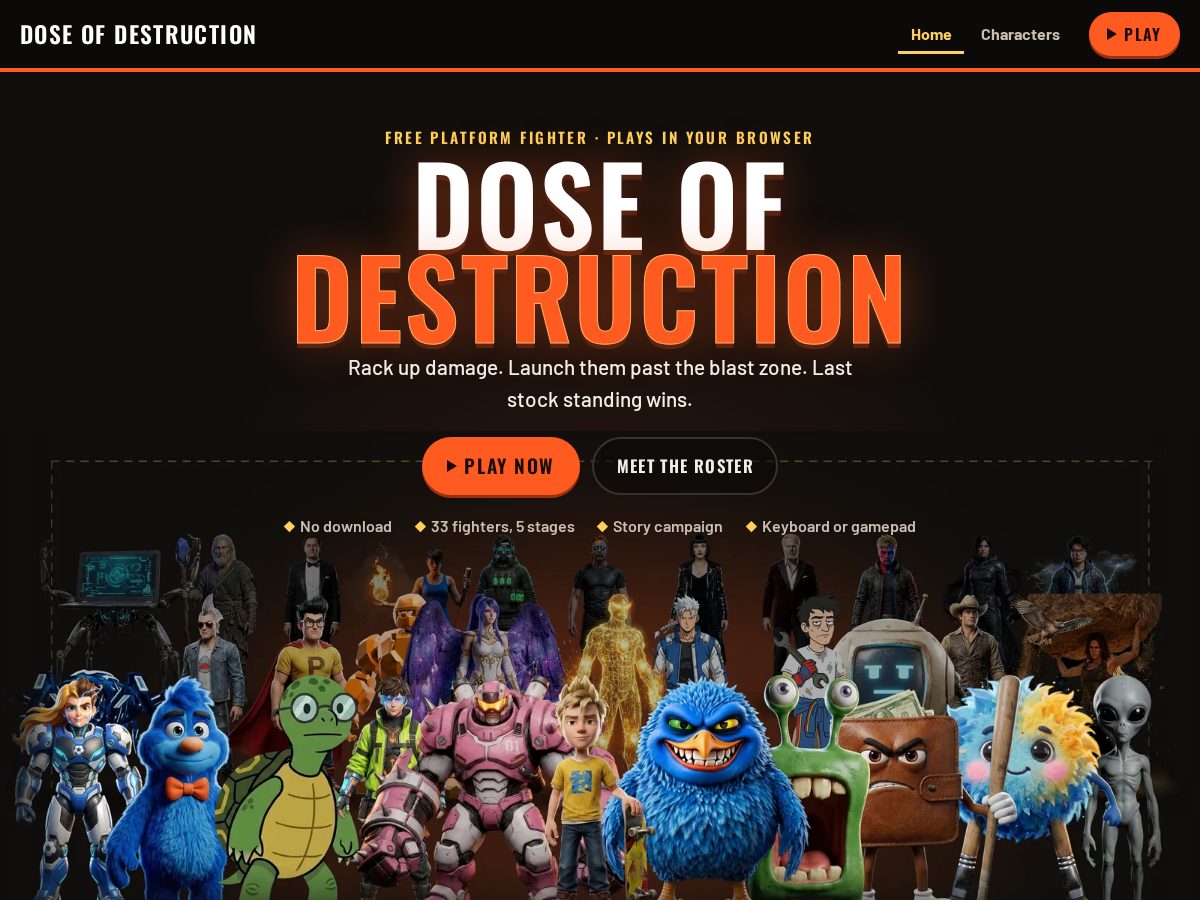 Landing-page snapshot of doseofdestruction.com