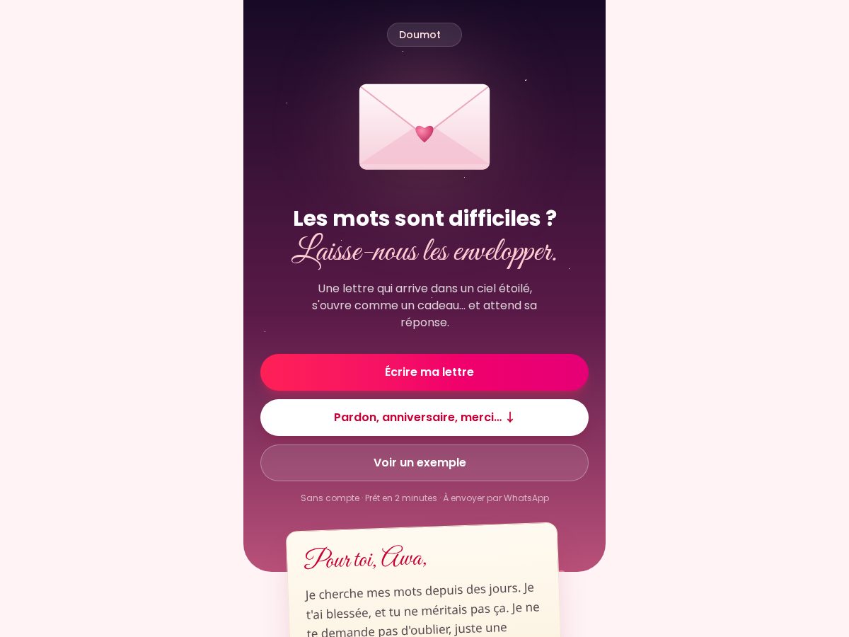 Landing-page snapshot of doumot.com