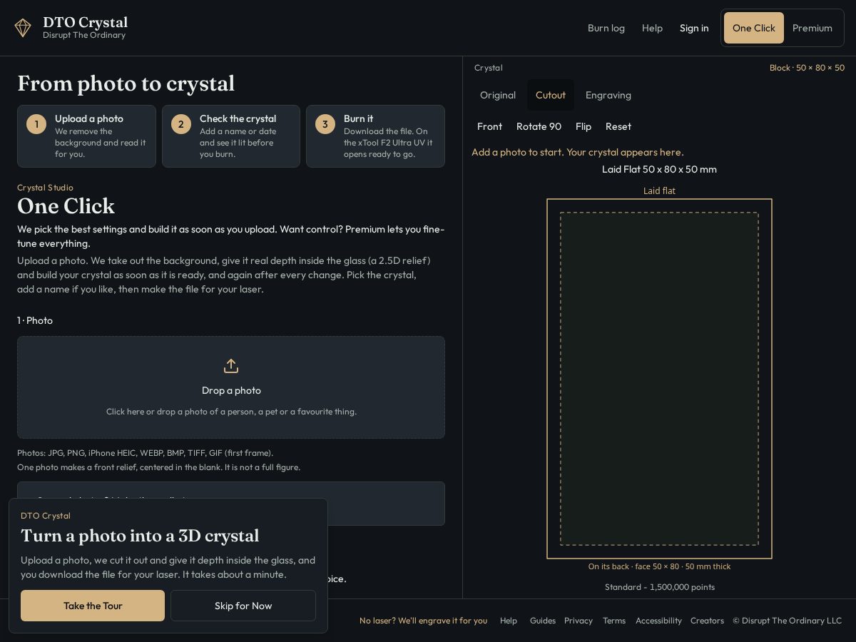 Landing-page snapshot of dtocrystals.com
