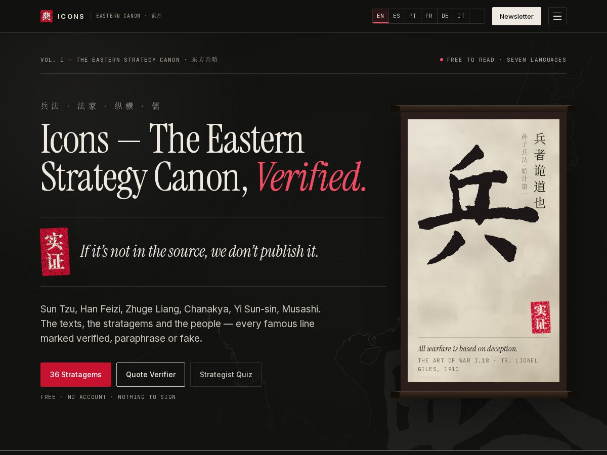 Landing-page snapshot of easternicons.com