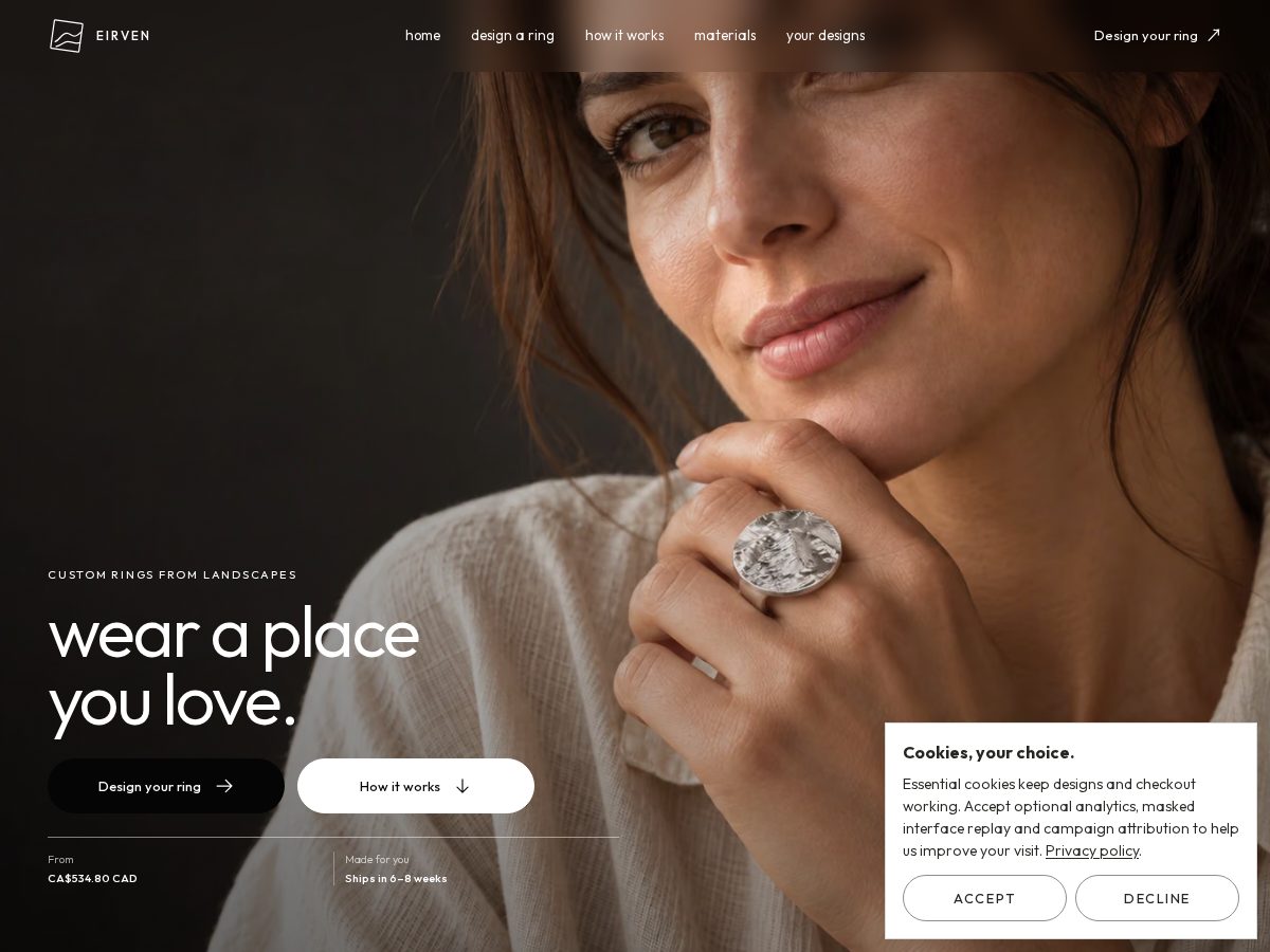 Landing-page snapshot of eirven.studio