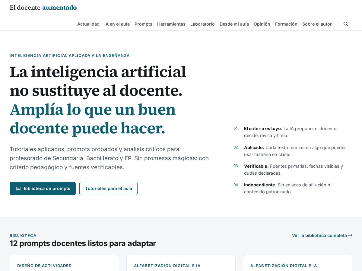 Landing-page snapshot of eldocenteaumentado.com