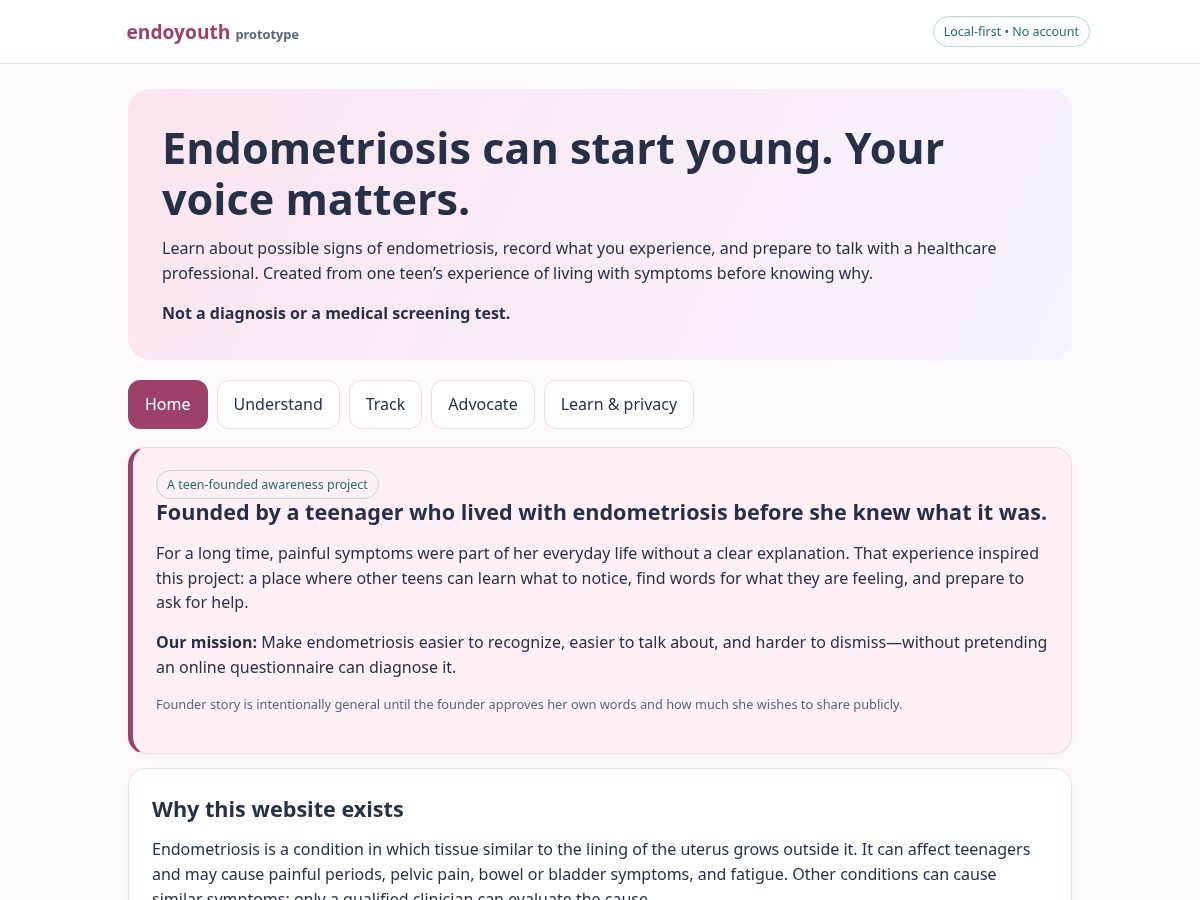Landing-page snapshot of endoyouth.org