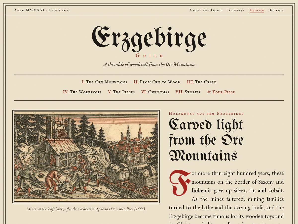 Landing-page snapshot of erzgebirgeguild.org