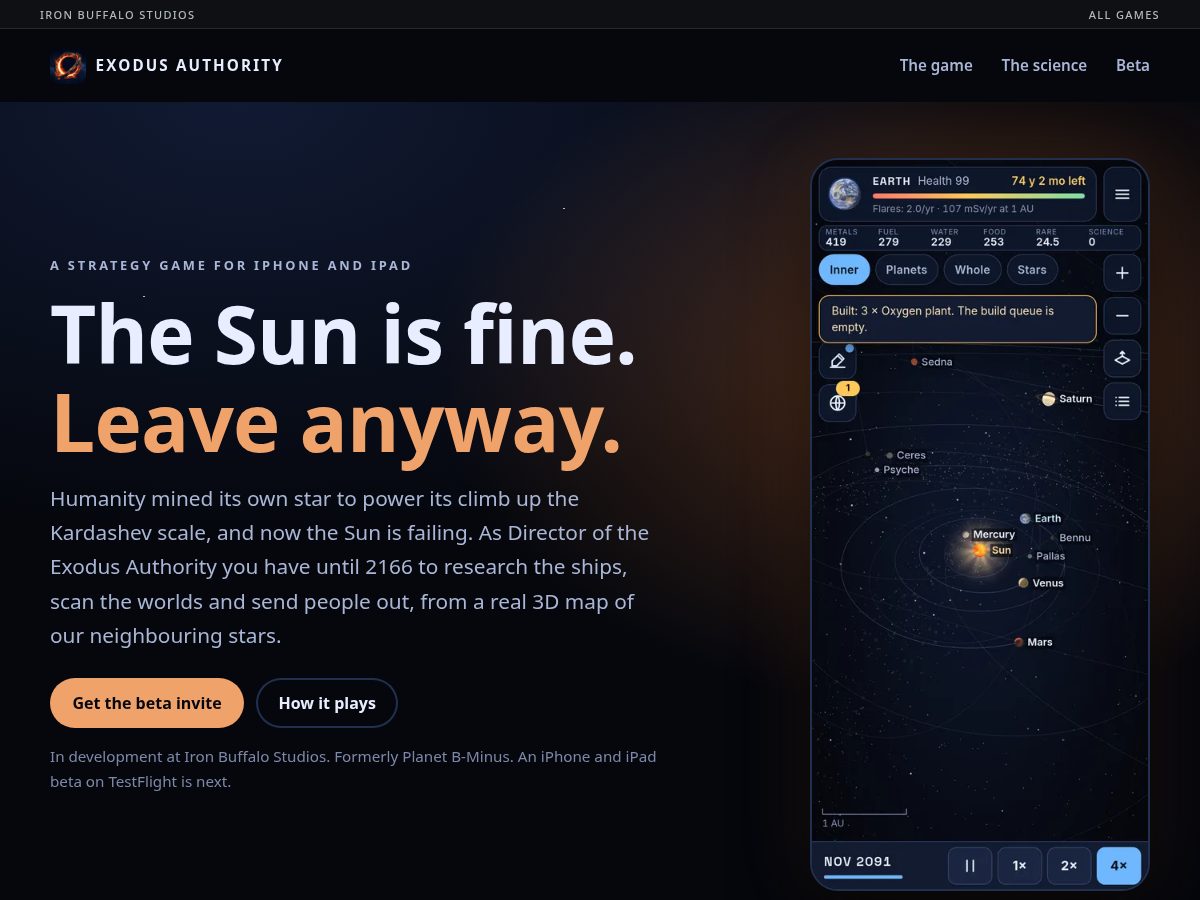 Landing-page snapshot of exodusauthority.com