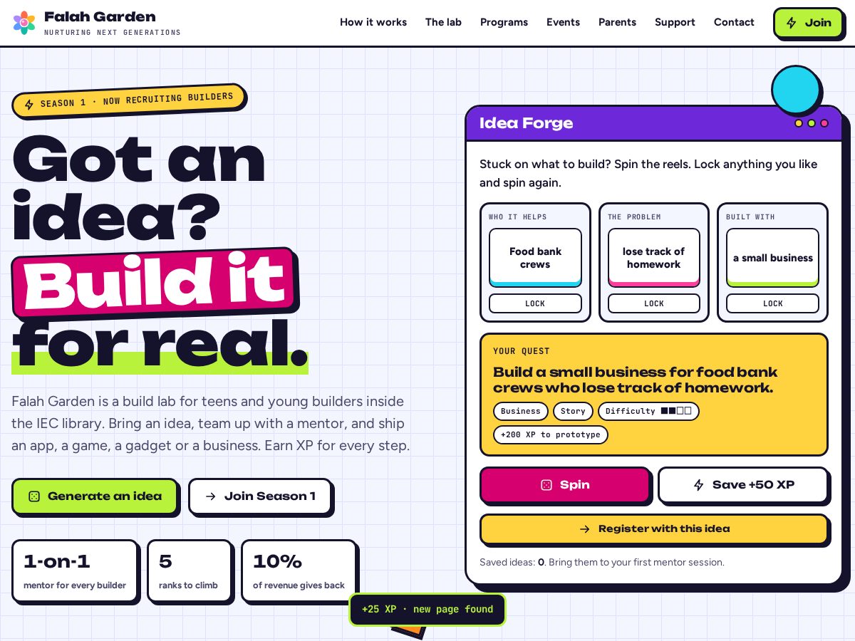 Landing-page snapshot of falahgarden.com