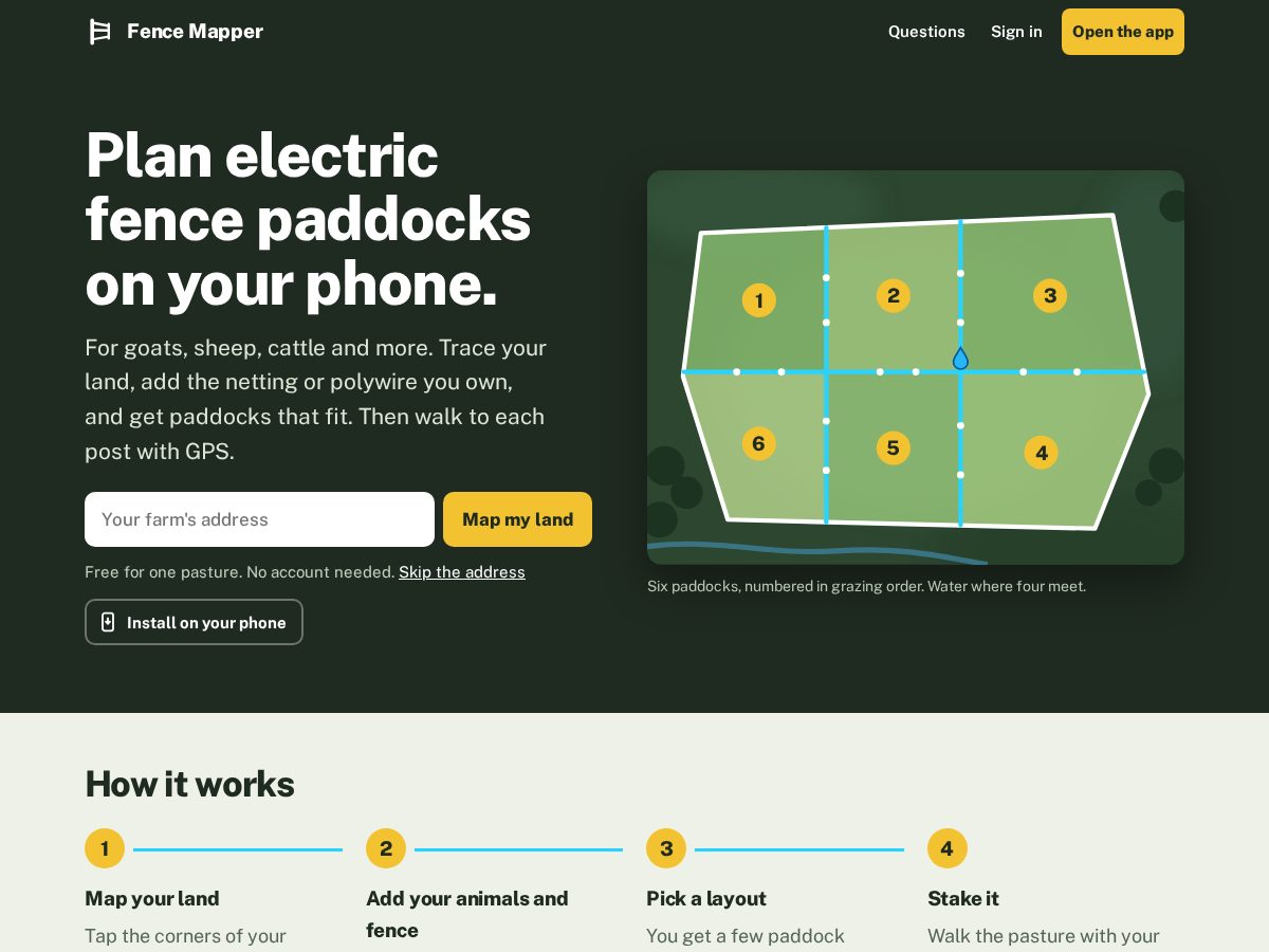 Landing-page snapshot of fencemapper.app