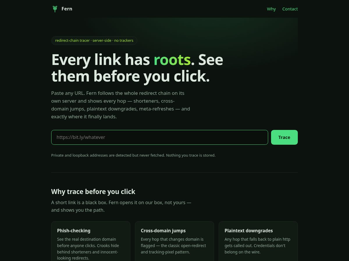 Landing-page snapshot of fernlog.org