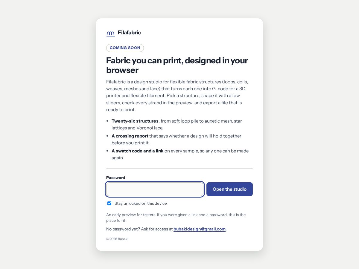 Landing-page snapshot of filafabric.com