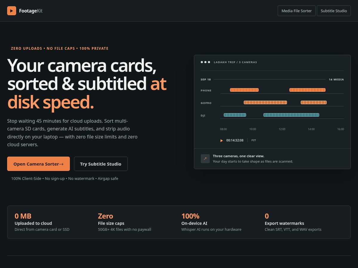 Landing-page snapshot of footagekit.com
