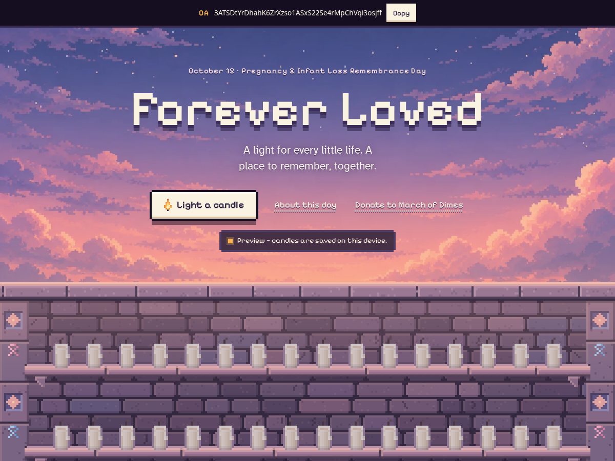 Landing-page snapshot of foreverloved.charity