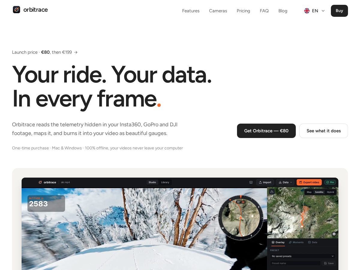 Landing-page snapshot of getorbitrace.com