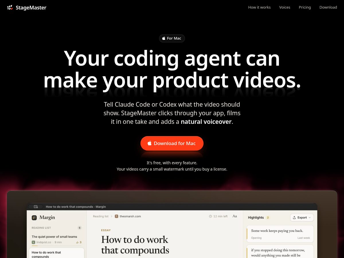 Landing-page snapshot of getstagemaster.com