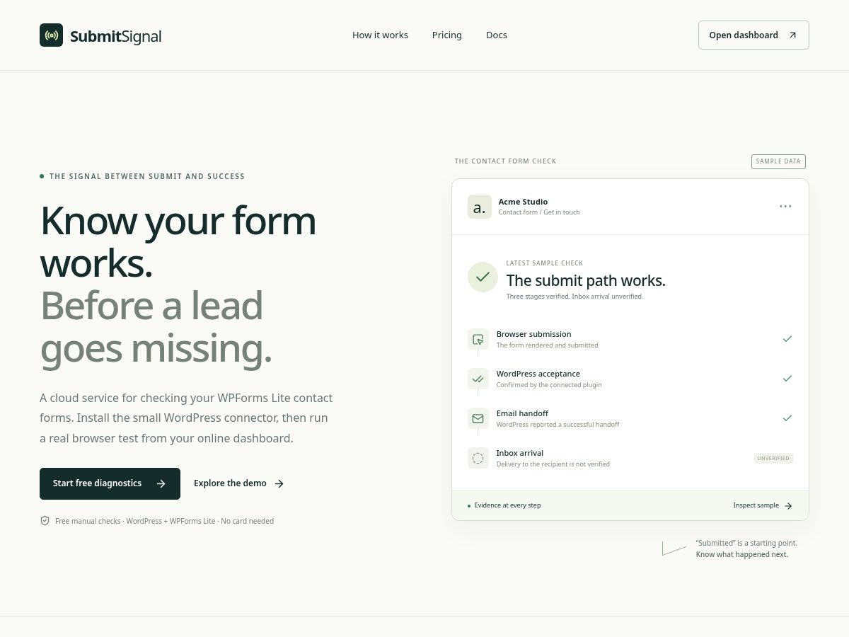 Landing-page snapshot of getsubmitsignal.com