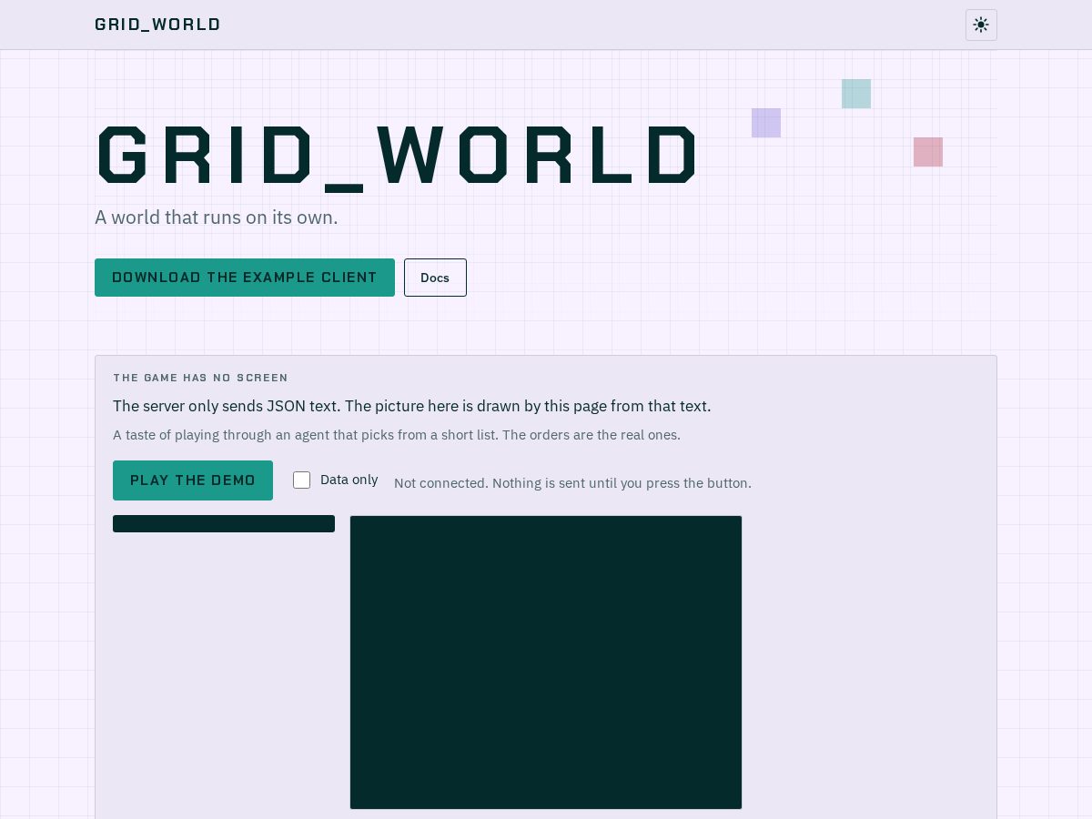 Landing-page snapshot of gridworld.online