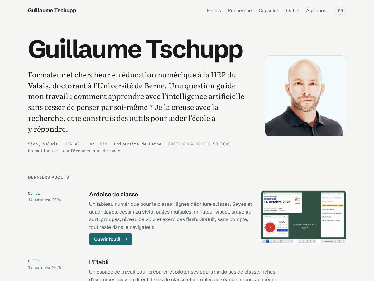 Landing-page snapshot of guillaumetschupp.com