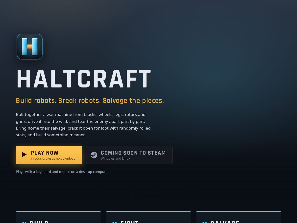 Landing-page snapshot of haltcraft.com