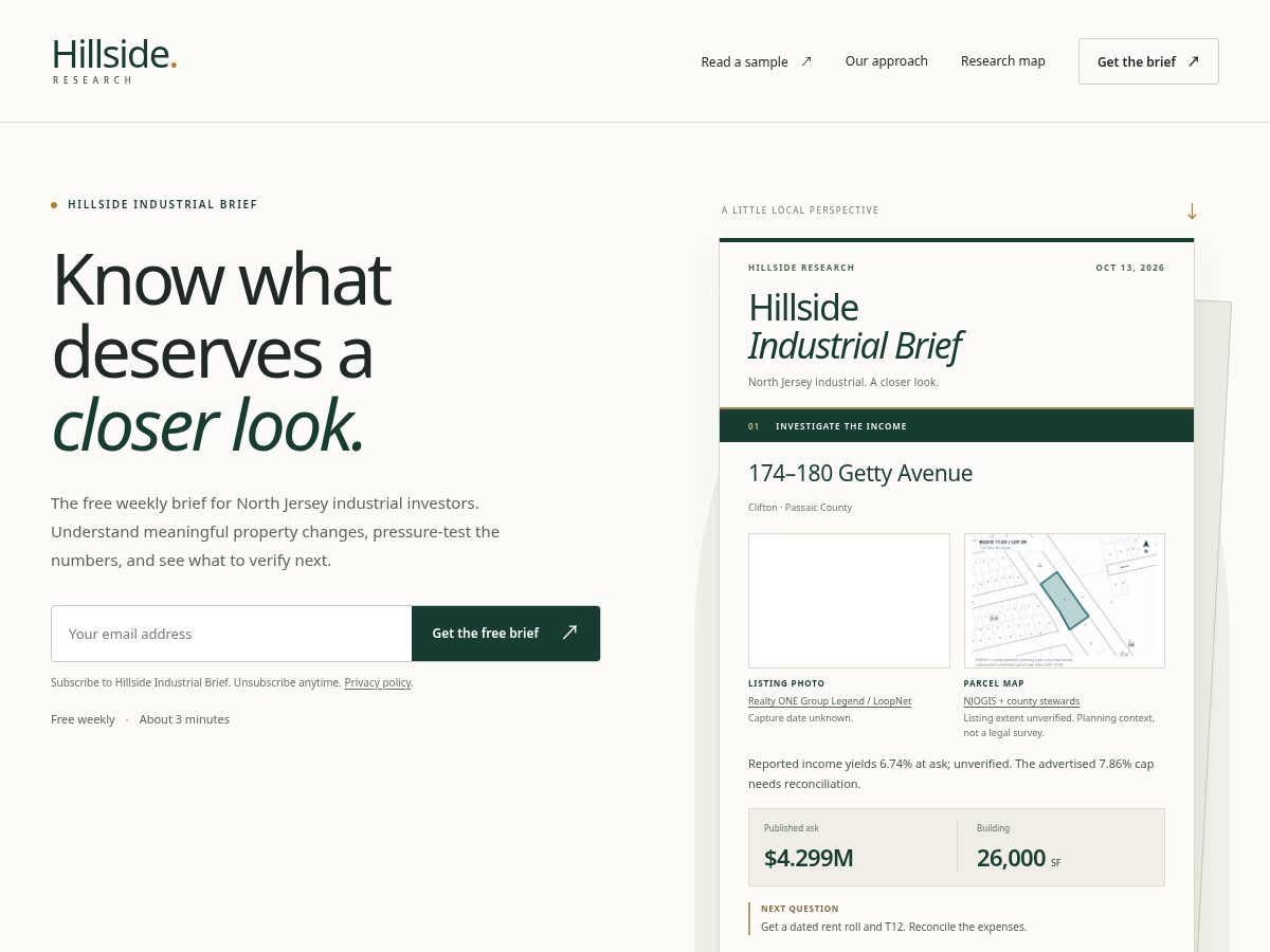 Landing-page snapshot of hillsideresearch.com
