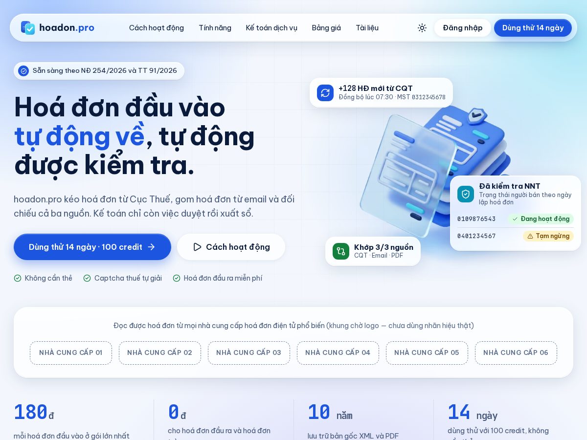 Landing-page snapshot of hoadon.pro