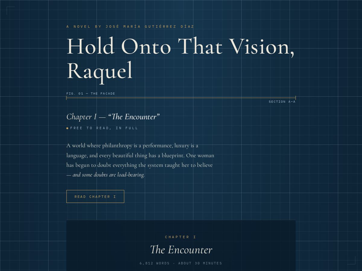 Landing-page snapshot of holdontothatvisionraquel.com