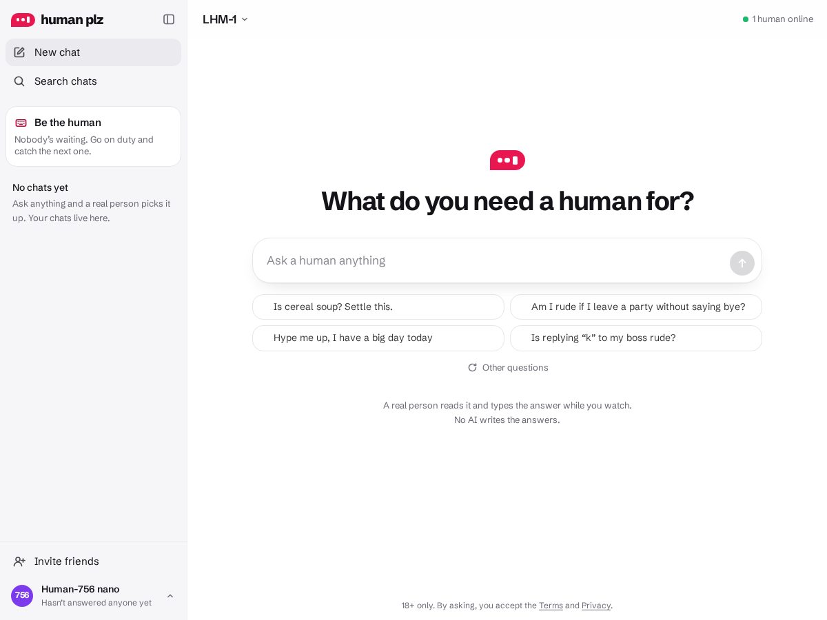 Landing-page snapshot of humanplz.com