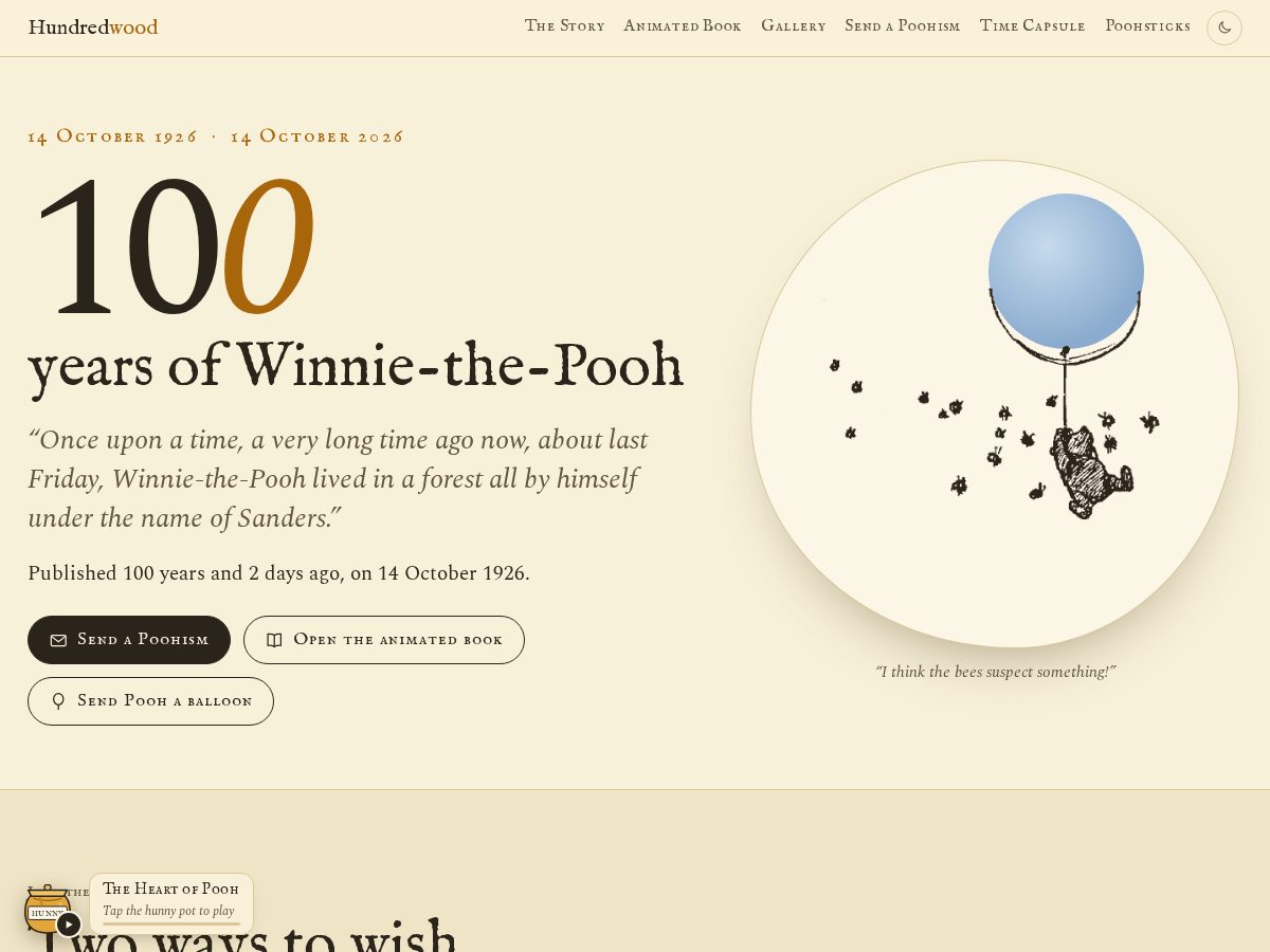Landing-page snapshot of hundredwood.com