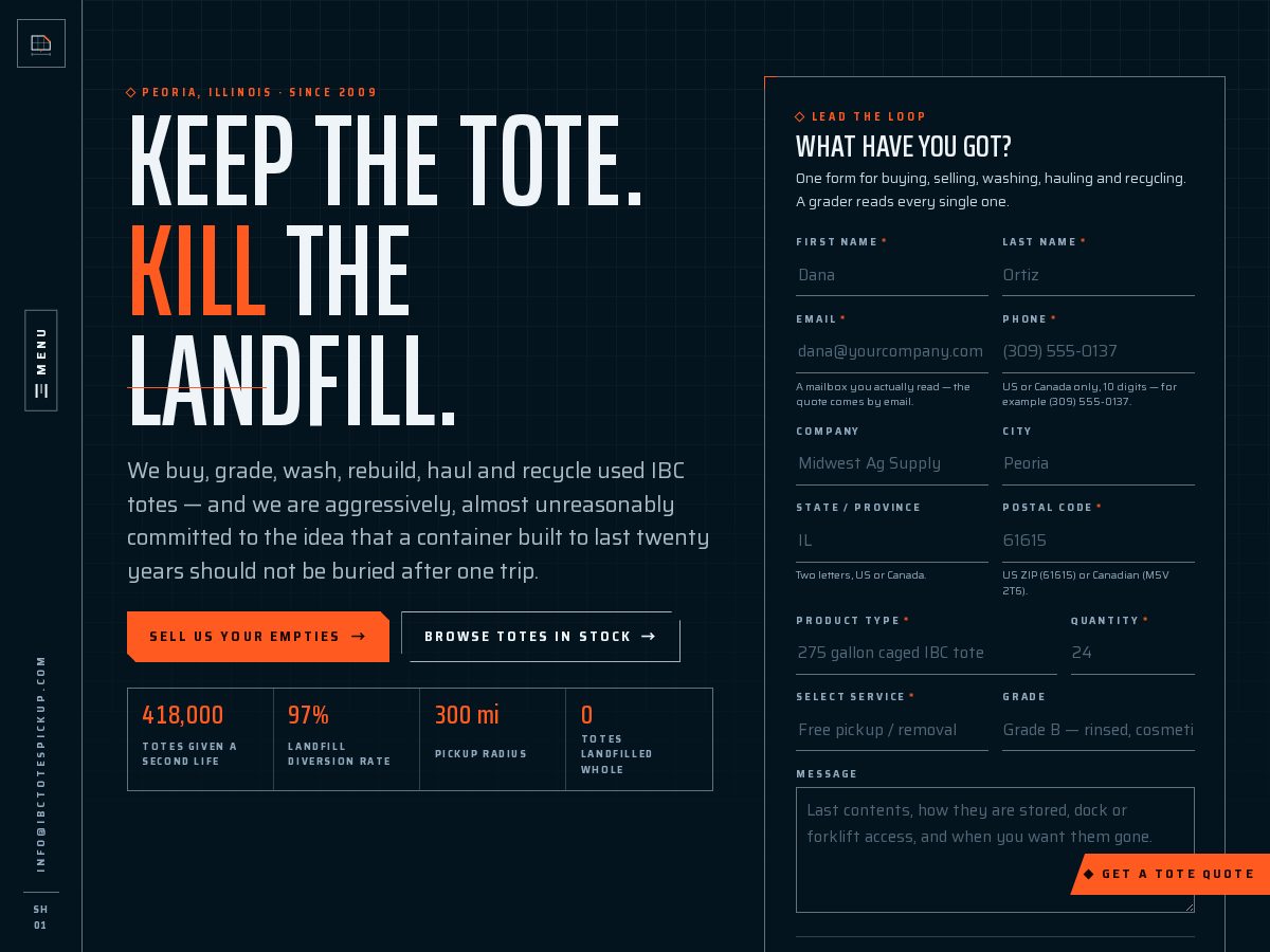Landing-page snapshot of ibctotespickup.com