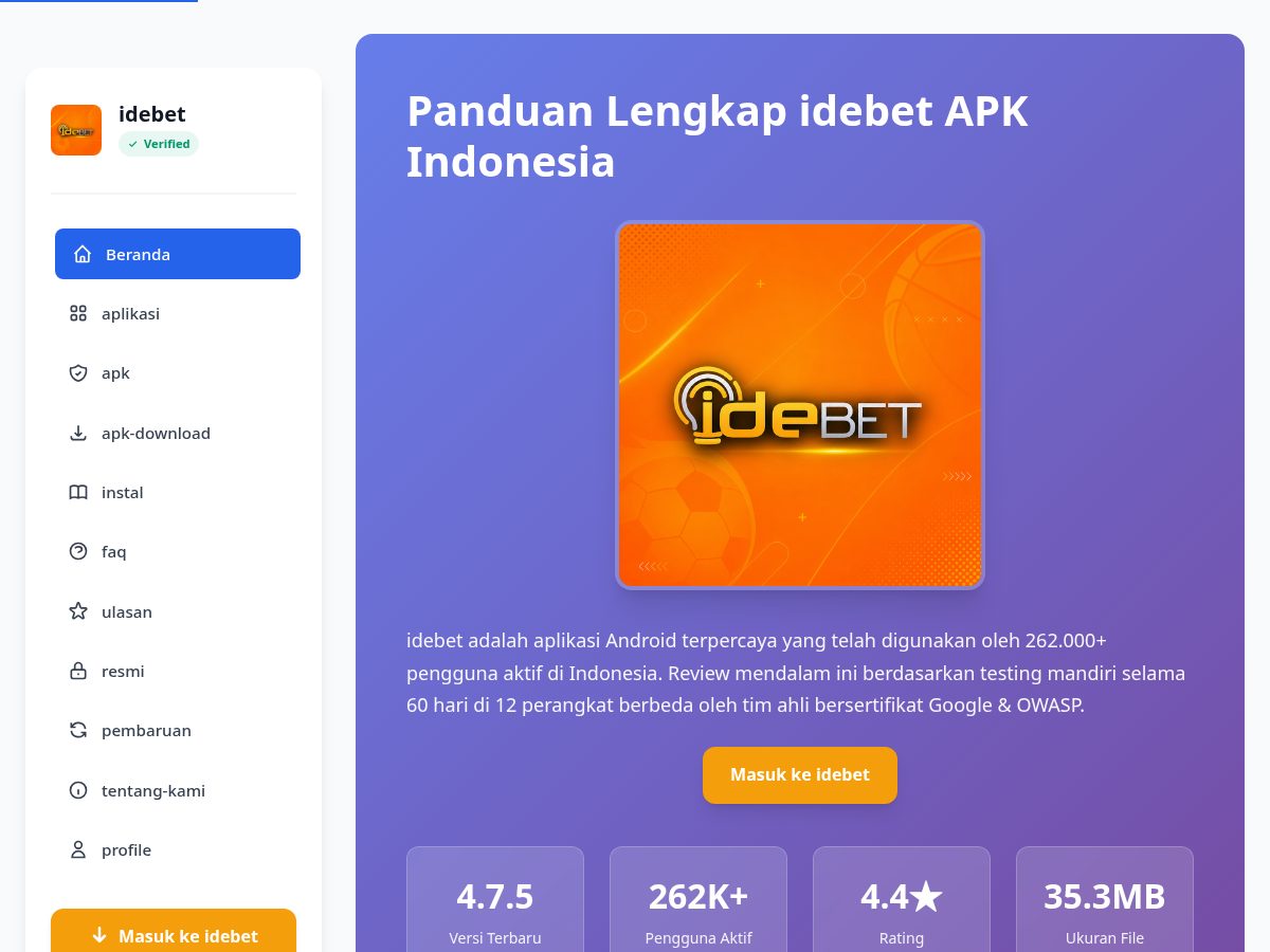 Landing-page snapshot of idebet00.com