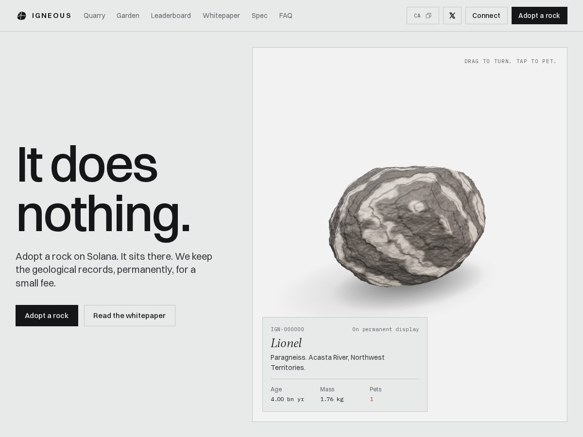 Landing-page snapshot of igneous.world