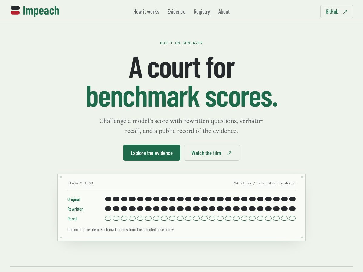 Landing-page snapshot of impeach.click