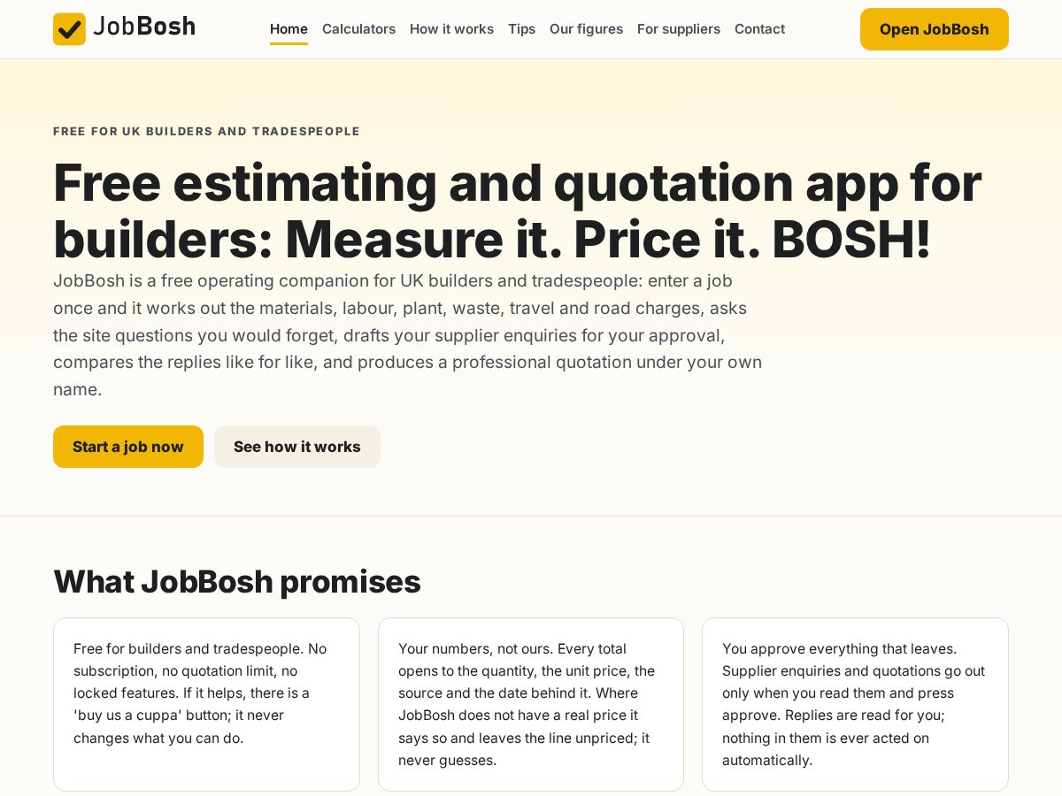 Landing-page snapshot of jobbosh.com