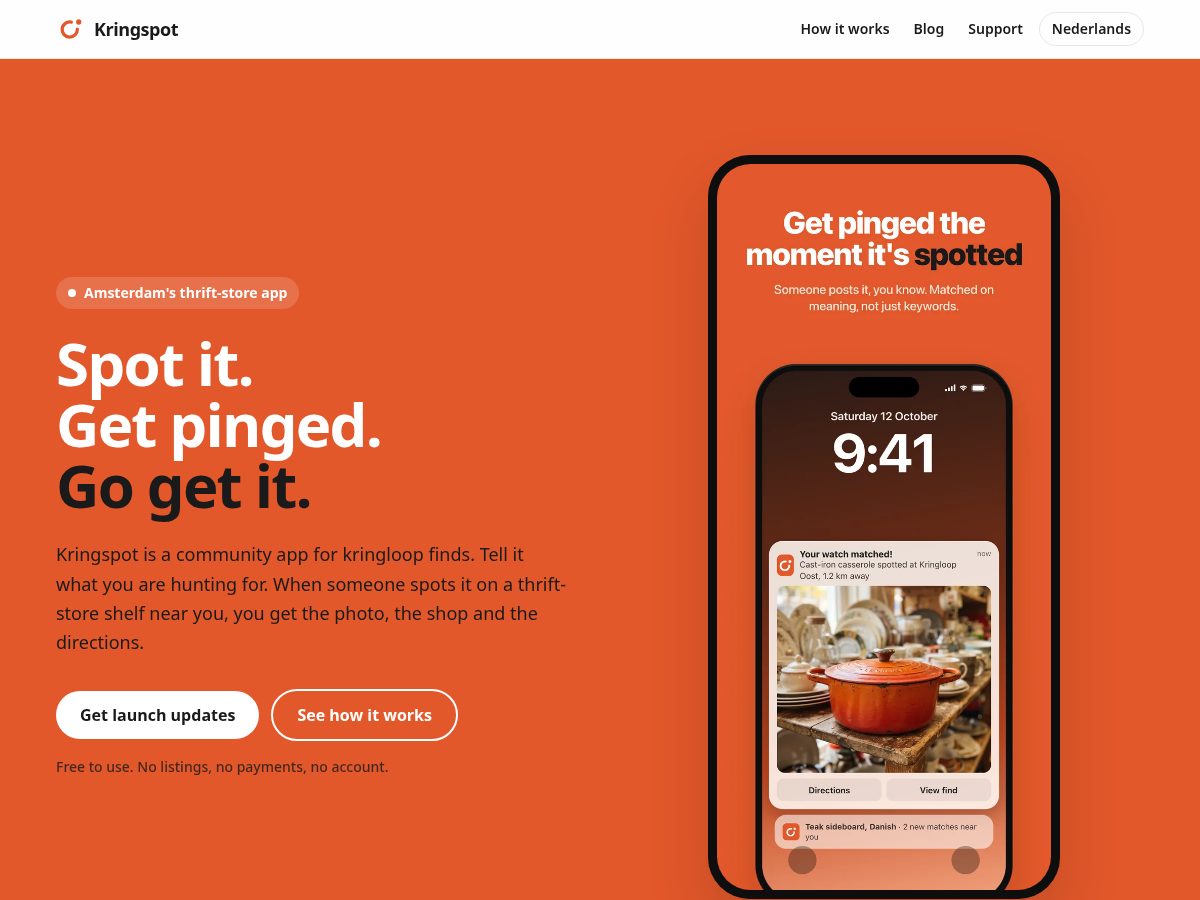 Landing-page snapshot of kringspot.com